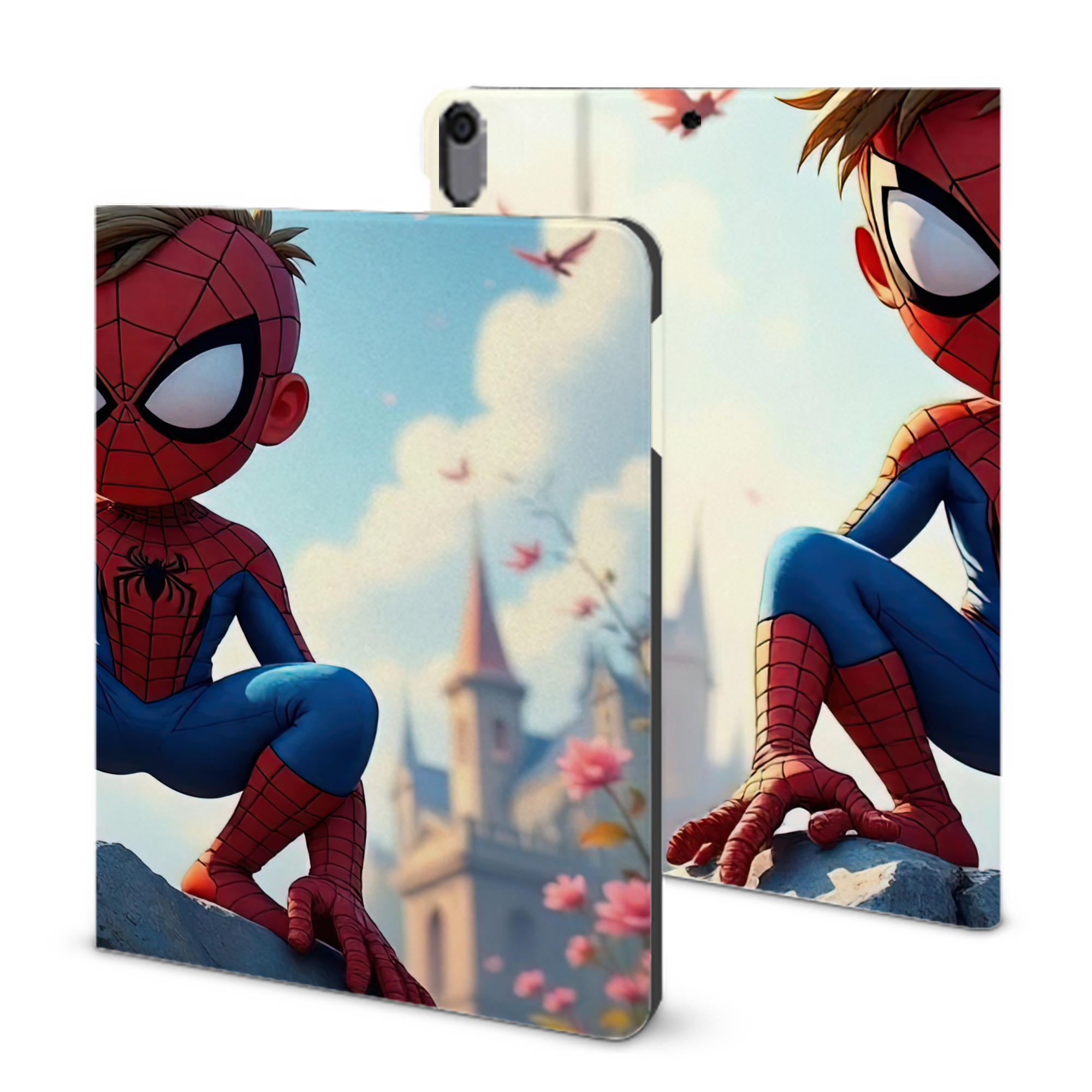 （画像用） Spider Man スパイダーマン IPad ケース ブック型 PUレザー TPU 耐衝撃 軽量 薄型 ペン収納なし 全面保護 IPad 各モデル対応